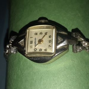 Vintage 1940s Harman 14k Gold Filled Bejeweled Ladies Watch
